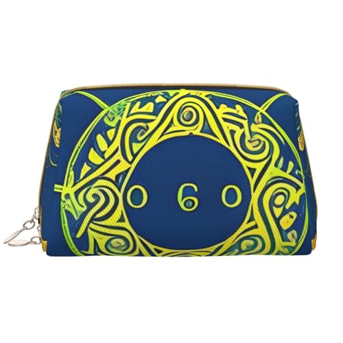 kastiong Tragbare Make-up-Tasche aus Leder für Damen – Reise-Kosmetik-Organizer, große Yin-Yang-Totem-Druck-Make-up-Tasche von kastiong