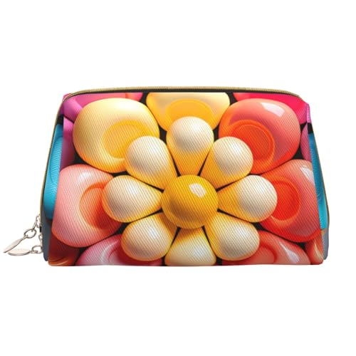 kastiong Tragbare Make-up-Tasche aus Leder für Damen – Reise-Kosmetik-Organizer, große bunte Make-up-Tasche mit Süßigkeiten-Aufdruck von kastiong