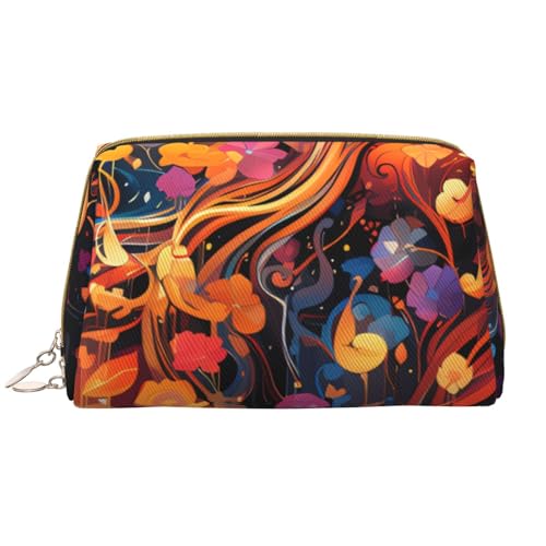 kastiong Tragbare Make-up-Tasche aus Leder für Damen – Reise-Kosmetik-Organizer, große bunte Musiknoten-Druck-Make-up-Tasche von kastiong