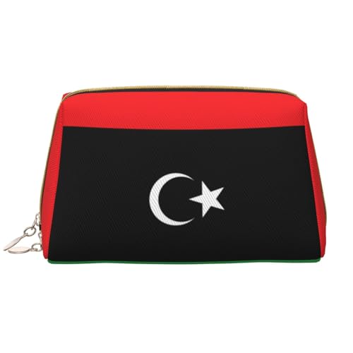 kastiong Tragbare Make-up-Tasche aus Leder für Damen – Reise-Kosmetik-Organizer, große libysche Flagge, Make-up-Tasche kastiong Tragbare Make-up-Tasche aus Leder für Damen – Reise-Kosmetik-Organizer, große libysche Flagge, Make-up-Tasche von kastiong