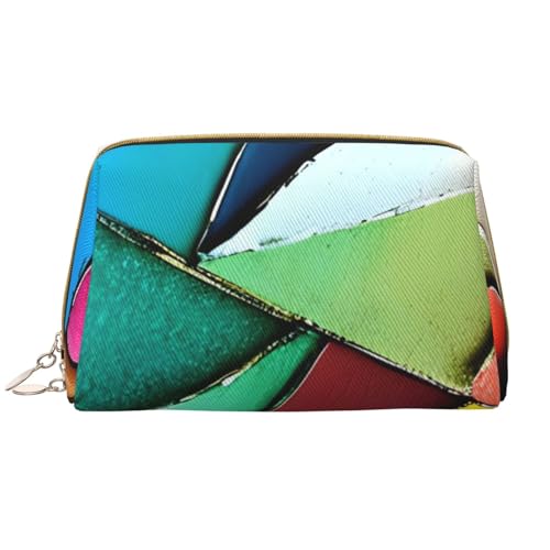 kastiong Tragbare Make-up-Tasche aus Leder für Damen – Reise-Kosmetik-Organizer, große runde Paletten-Druck-Make-up-Tasche von kastiong