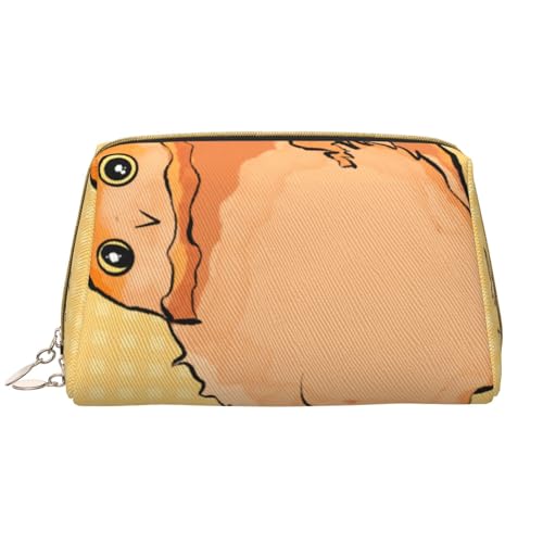 kastiong Tragbare Make-up-Tasche aus Leder für Damen – Reise-Kosmetik-Organizer, große schiefe Eulen-Aufdruck-Make-up-Tasche von kastiong