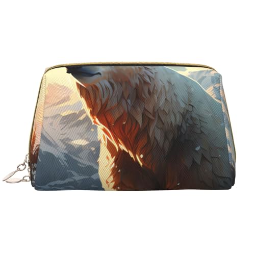 kastiong Tragbare Make-up-Tasche aus Leder für Damen – Reise-Kosmetik-Organizer, großer Eisbär im Winter, bedruckte Make-up-Tasche von kastiong