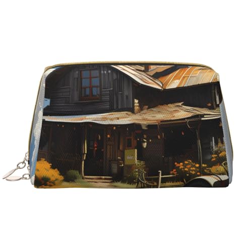 kastiong Tragbare Make-up-Tasche aus Leder für Damen – Reise-Kosmetik-Organizer, großer Texas-Farm-Traktor-Druck, Make-up-Tasche von kastiong