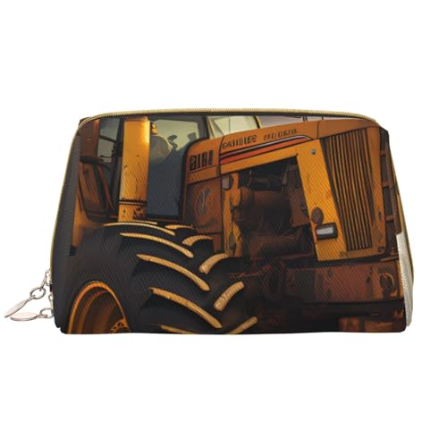 kastiong Tragbare Make-up-Tasche aus Leder für Damen – Reise-Kosmetik-Organizer, großer Traktor im Feld, bedruckte Make-up-Tasche von kastiong