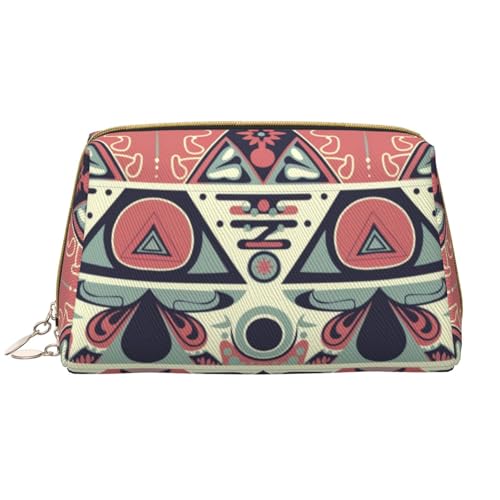 kastiong Tragbare Make-up-Tasche aus Leder für Damen – Reise-Kosmetik-Organizer, großer abstrakter Stil, Muster, Make-up-Tasche von kastiong
