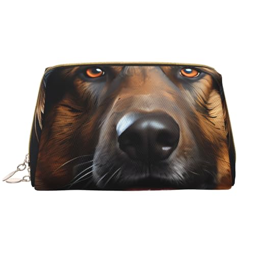 kastiong Tragbare Make-up-Tasche aus Leder für Damen – Reise-Kosmetik-Organizer, großer deutscher Schäferhund, Make-up-Tasche von kastiong