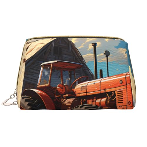 kastiong Tragbare Make-up-Tasche aus Leder für Damen – Reise-Kosmetik-Organizer, großer roter Traktor-Druck, Make-up-Tasche kastiong Tragbare Make-up-Tasche aus Leder für Damen – Reise-Kosmetik-Organizer, großer roter Traktor-Druck, Make-up-Tasche von kastiong