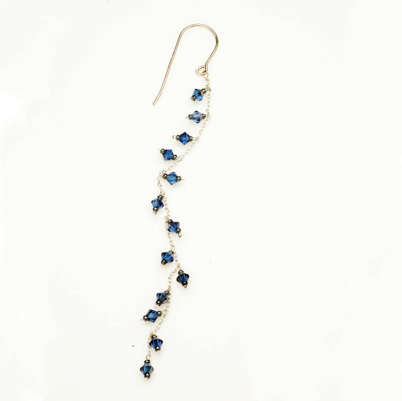 Lange Silber Kette Ohrringe Mit Bunten Swarovski-Kristall-Perlen Baumelnde Schulterlänge Lange Silber Kette Ohrringe Mit Bunten Swarovski-Kristall-Perlen Baumelnde Schulterlänge von katandbear