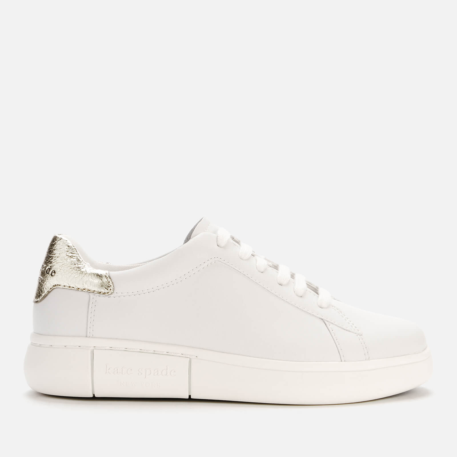 Kate Spade New York Women's Lift Leather Cupsole Trainers - Optic White/Pale Gold - UK 3 von kate spade new york
