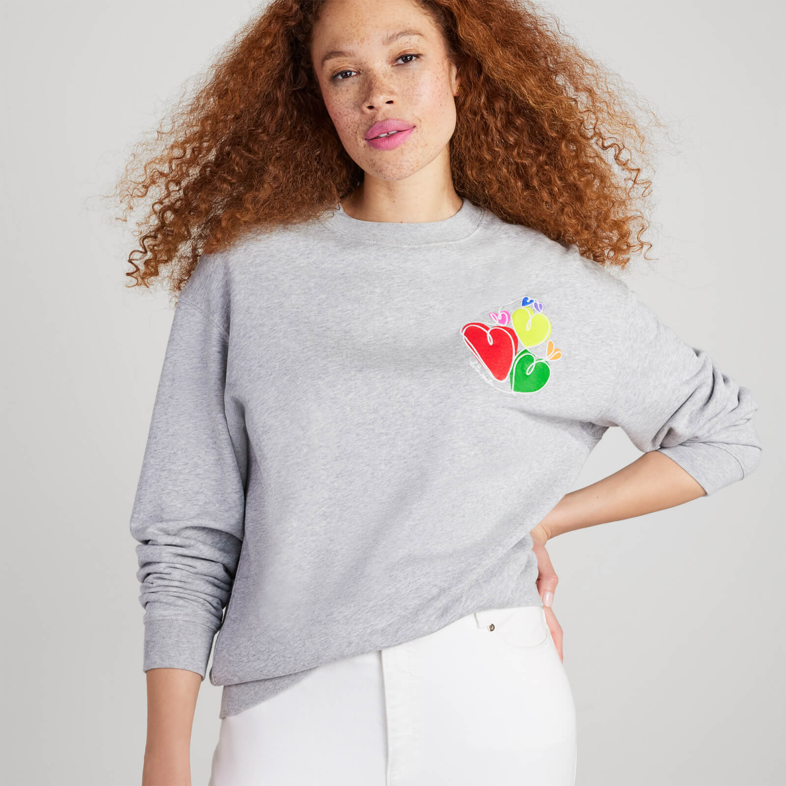 Kate Spade New York Women's Pride Hearts Sweatshirt - Grey Melange - XS von kate spade new york