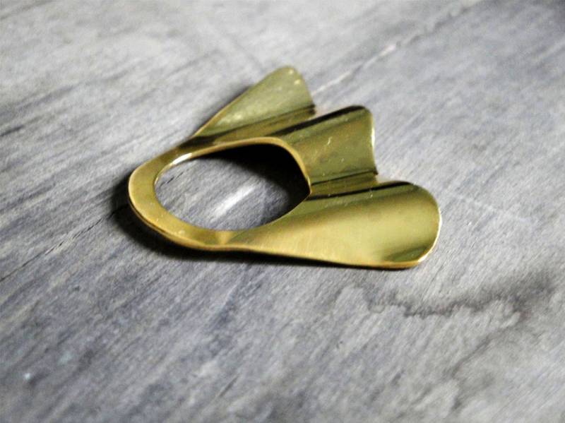 Gewellter 24Kt Vergoldeter Bronze Ring Gold Statement Handarbeit Sterling Silber Organic von katerinaki1977