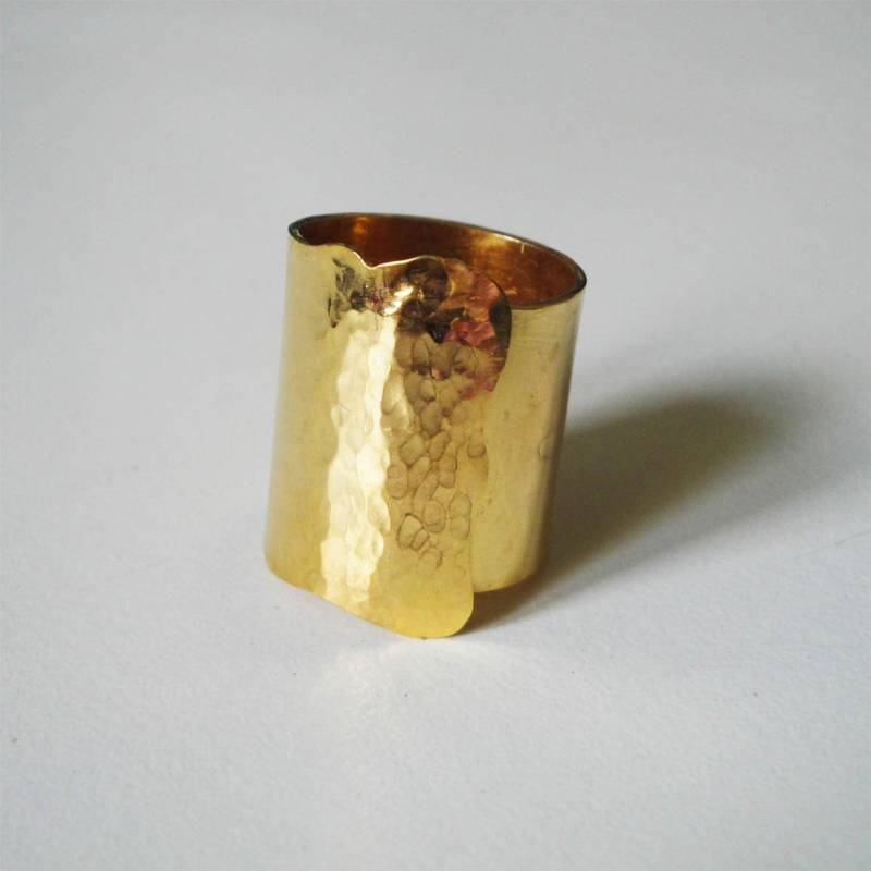 Großer Statement Ring, Goldfarbener Vergoldete Bronze Verstellbarer Goldring, Geschenk Für Frauen, Gold Handgemachter Ring von katerinaki1977
