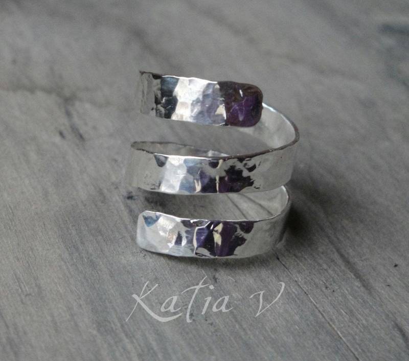 Handgefertigte Sterling Silber Um Armlehnen Rüstung Ring Verstellbar von katerinaki1977