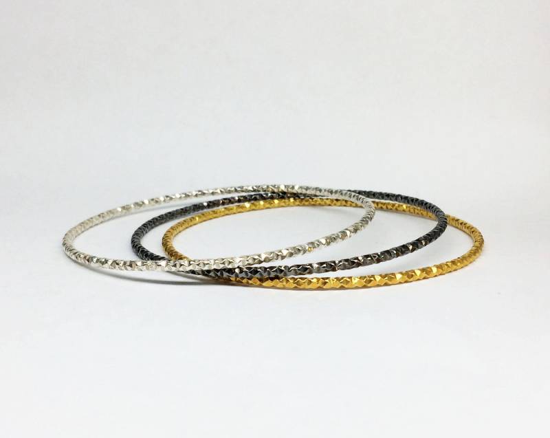 Silber Armreif Armband, Boho Gold Armreif, Rhodiniert Armband Stapel Armbänder Ein Oder Set 3 von katerinaki1977