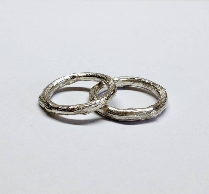 2Er Set Silberne Eheringe, Zweig Silber Ringe, Zweige Silber, Zweier Zweierlei von katerinaki1977