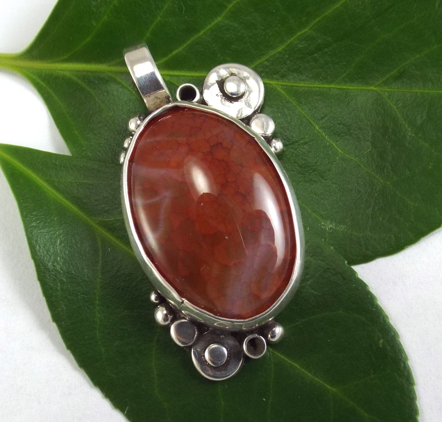 Drachenader Achat Und Sterling Silber Anhänger von katherinefathisilver