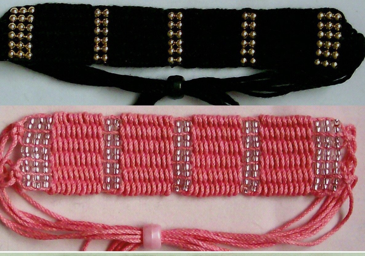 stapelbare Damen, Teenager Hand Gewebte Perlen Armband in Schwarz Oder Pink Silber stapelbare Damen, Teenager Hand Gewebte Perlen Armband in Schwarz Oder Pink Silber von kathiescreativity