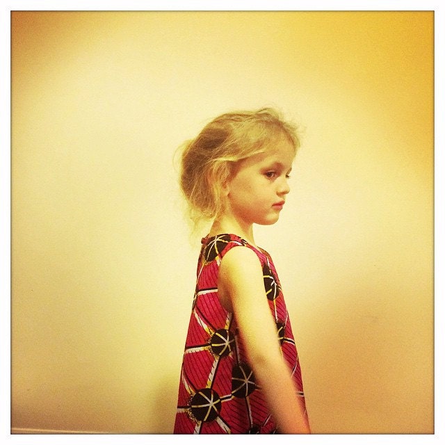 Custom Pink Print Baumwollkleid, Mädchengroß, Gefüttert, Pagne Aus Dem Kongo von kathleentempletailor