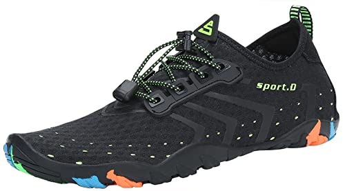 SAGUARO Badeschuhe Damen Herren Wasserschuhe Leicht Schwimmschuhe Schnell Trocknend Atmungsaktiv Strandschuhe Aquaschuhe rutschfeste Outdoor Barfußschuhe für Frauen Männer, Schwarz, 40 EU von SAGUARO
