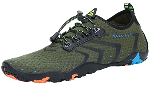 SAGUARO Badeschuhe Damen Herren Wasserschuhe Leicht Schwimmschuhe Schnell Trocknend Atmungsaktiv Strandschuhe Aquaschuhe rutschfeste Outdoor Barfußschuhe für Frauen Männer, Grün, 39 EU von SAGUARO