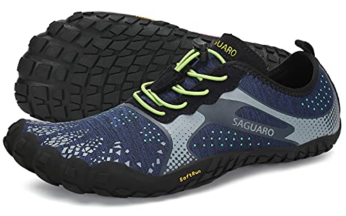 SAGUARO Barfußschuhe Herren Damen Traillaufschuhe Outdoor & Indoor Training Fitnessschuhe Wander Wald Strand Straße Laufschuhe Walkingschuhe Schnell Trocknend Badeschuhe, Blau, 43 EU von SAGUARO