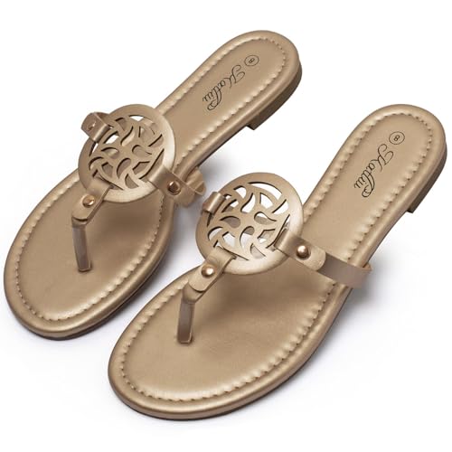 katliu Damen Sandalen Zehentrenner Sommer Sandaletten Offene Zehen minimalistisch und Trendy Gold 37 katliu Damen Sandalen Zehentrenner Sommer Sandaletten Offene Zehen minimalistisch und Trendy Gold 37 von katliu