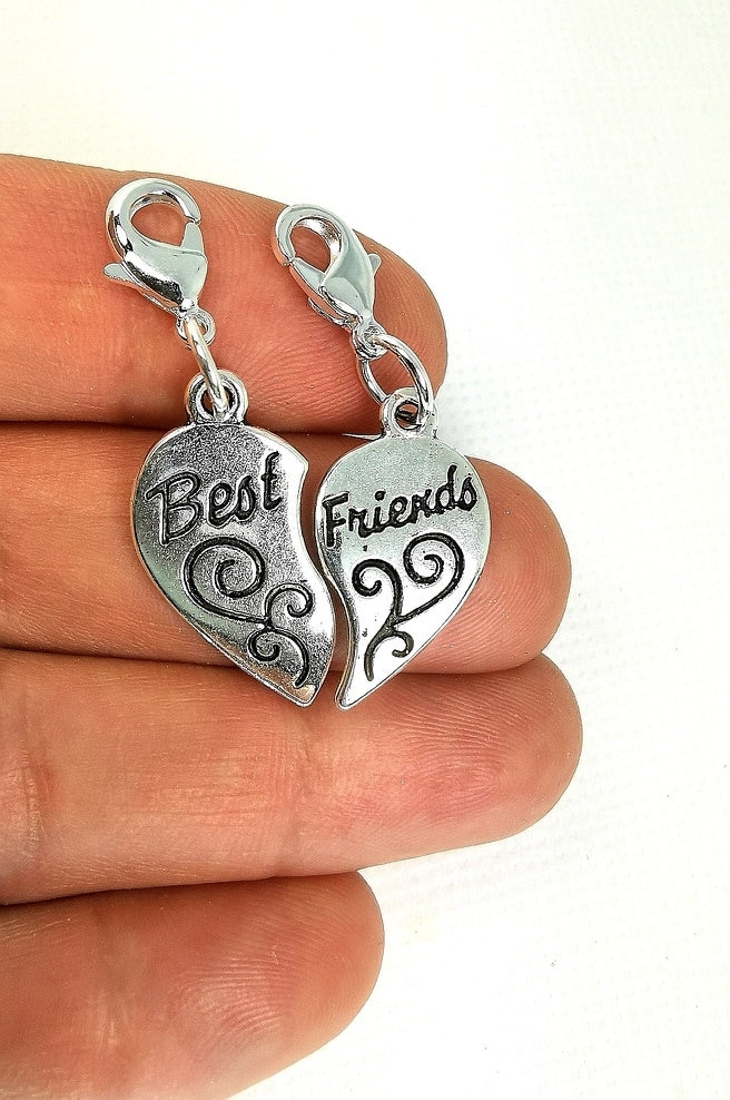 Best Friends Herz Charm. Freunde Geburtstag Charm Charms- Girlfriends Charms - Freundschaftsanhänger Scc511 von katscharms