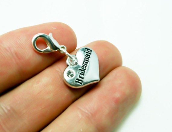 Brautjungfern Clip Auf Blumenstrauß Charm | Brautjungfer Armbandcharme Danke Add-On Armband Scc397 von katscharms