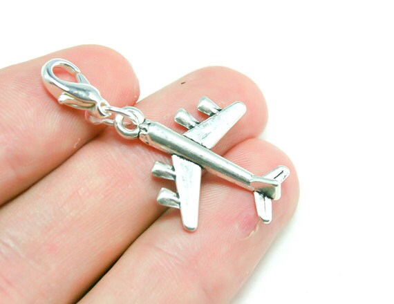 Flugzeug Armband Charm. Antike Silber Urlaub Charme. Transportmittel-Charm Des Flugzeugs. Clip-On Charms Scc339 von katscharms