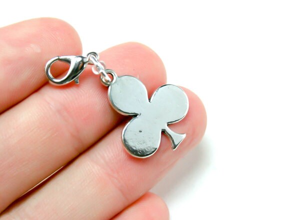 Kleeblatt Clip Charm | Spielkarten Reißverschluss Charme Maschenmarkierer Planer Anhänger Taschenclip Sc157 von katscharms