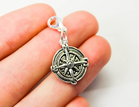 Kompass Anhänger | Add On Navigation Clip Auf Charm Armband Taschenclip Geldbörse Reißverschlußclip 739 von katscharms