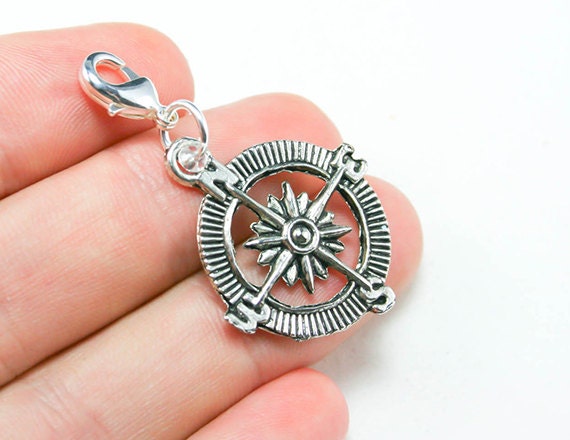 Kompass Clip Auf Charm |. Seepferdchen Anhänger | Urlaub Clip-Charm Taschenanhänger Armbandcharme Reißverschlussanhänger Scc254 von katscharms