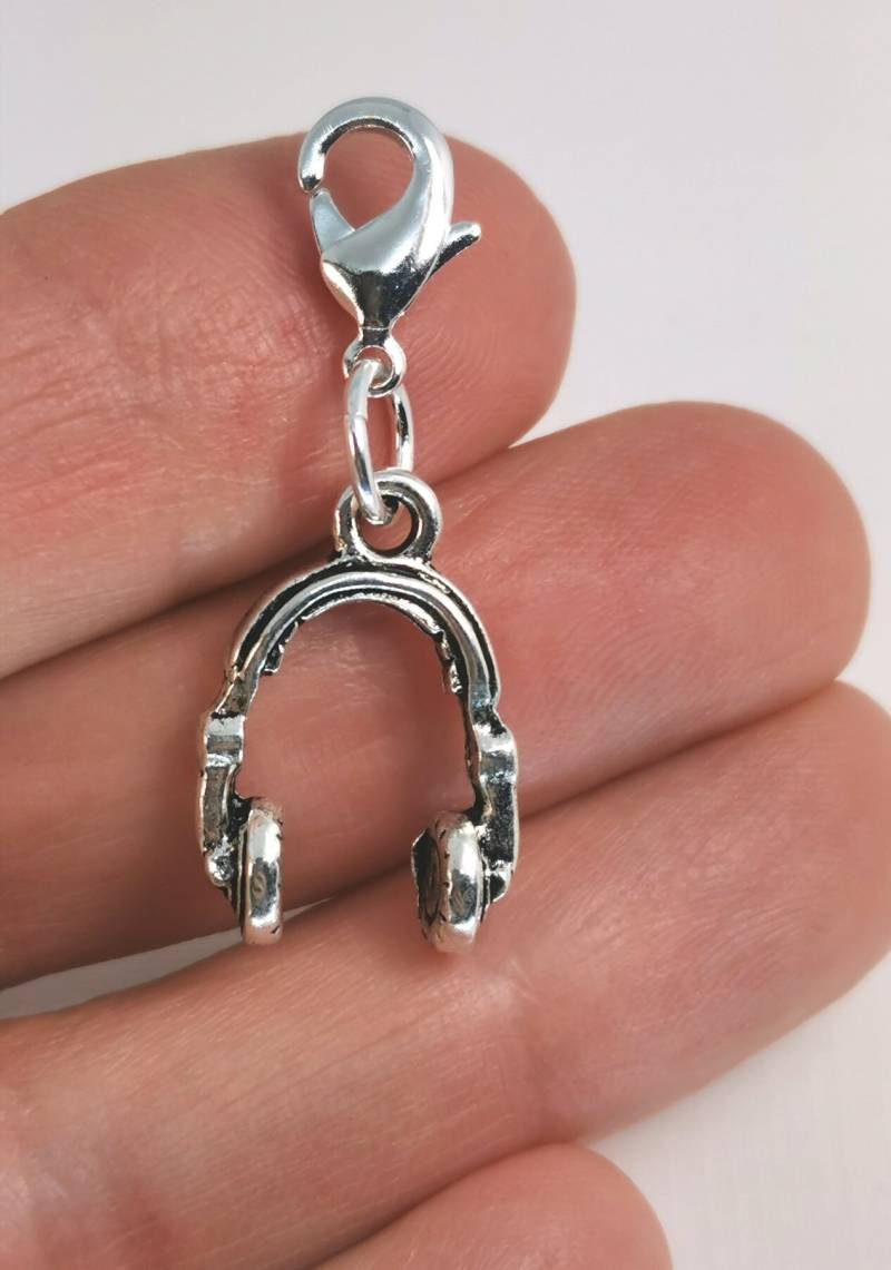 Kopf Telefon Add-On-Charm | Kopfhörer-Reißverschluss-Clip Am Anhänger Musik Aufnahme Clip Charm Armband Add On Charms Noch Einen Charme Scc900 von katscharms