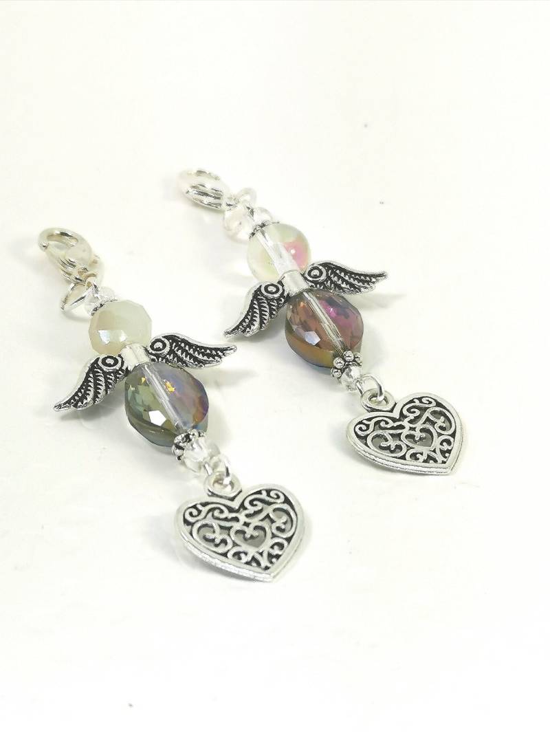 Perlen Engel Clip Charm | Taschenanhänger Kristall Auf Reißverschluss Geldbörse Charme Hinzufügen Angelic Guidance - Scc043 von katscharms