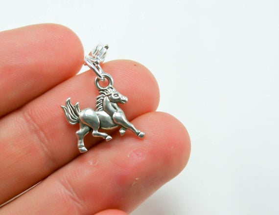Pferd Anhänger | Pferdeliebhaber Charm Reißverschluss-Anhänger Brisur Geschenk Armband 071 von katscharms