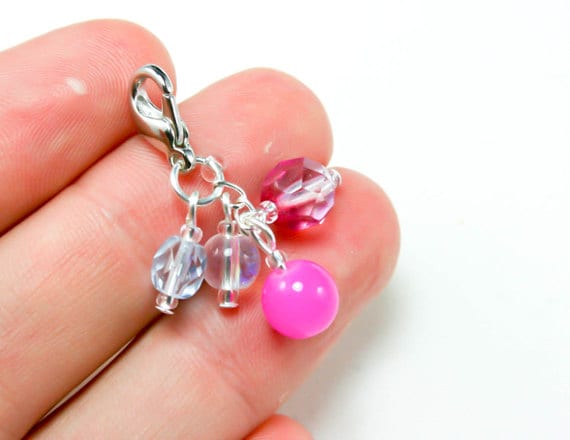 Rosa Und Lila Perlen Anhänger. Clip Charm Mit Hellrosa Perlen. Scc132 von katscharms