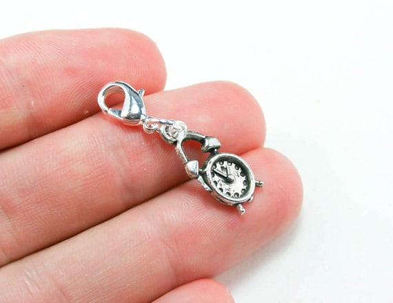 Uhr Clip Auf Charm | Wecker Anhänger Reißverschluss Armband Portemonnaie Geldbörse Taschenclip Scc182 von katscharms