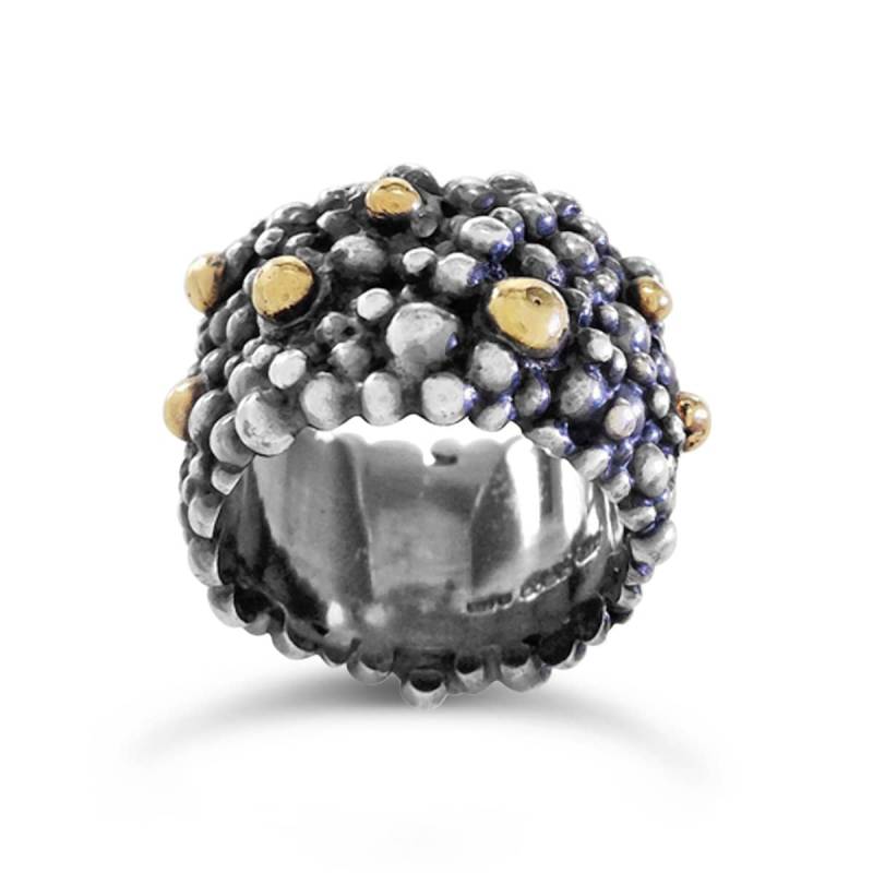 Molekül Ewigkeit Ring Oxidiert Silber & 18 Kt Gold 15mm Breit Molekül Ewigkeit Ring Oxidiert Silber & 18 Kt Gold 15mm Breit von katzahranjewellery