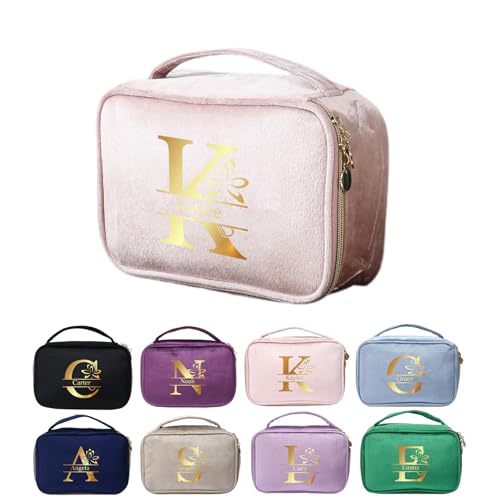 Kaululu Klein Kosmetiktasche Damen Personalisierte KulturtascheGraviert mit Geburtstagsblume und Name Kosmetiktasche zum Aufhängen Make Up Tasche Cosmetic Bag Organizer für Reisen (#Rosa) von kaululu