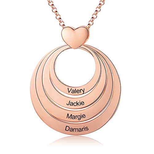 kaululu Halskette Damen Personalisiertes 1-5 Familie BFF Kinder Namen Silber Anhänger Name Graver Personalisierter Schmuck fur Frauen (4 Names Silber) von kaululu