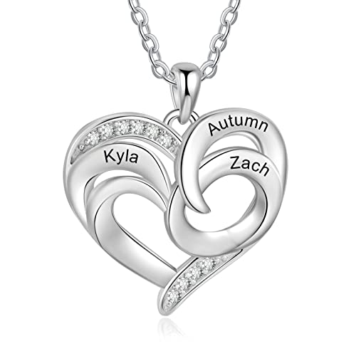 kaululu Kette Damen Personalisiertes Kette mit Namen Gravur Herz Sonnenblume Anhänger Namenskette für Mama Frau Mädchen Muttertagsgeschenk Personalisierter Schmuck von kaululu