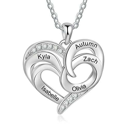 kaululu Kette Damen Personalisiertes Kette mit Namen Gravur Herz Sonnenblume Anhänger Namenskette für Mama Frau Mädchen Muttertagsgeschenk Personalisierter Schmuck von kaululu