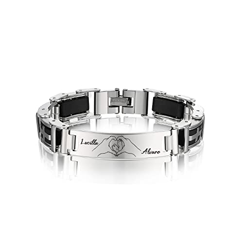 kaululu Armband Herren mit Gravur Personalisiertes Armband mit Namen Foto Armband Herren Edelstahl Personalisierte Geschenke Männer Vatertagsgeschenk Jahrestag Geschenk für Ihn von kaululu