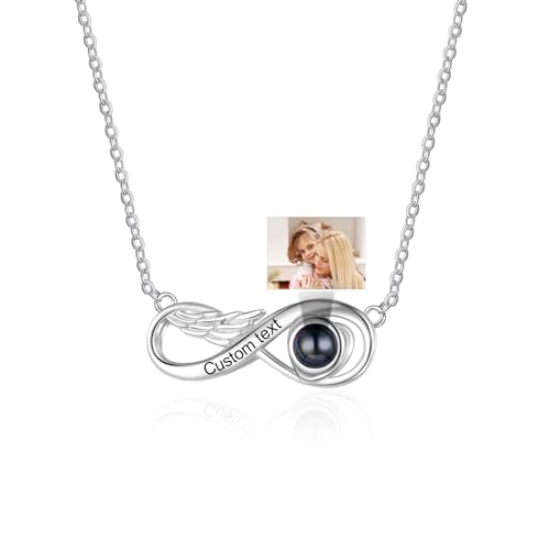 kaululu Kette mit Bild Personalisierte Kette mit Foto Projektion Herz Familie AnhäNger Kette Damen Silber für Frau Freundin Bff Geburtstagsgeschenk Muttertagsgeschenk Mutter Tochter Geschenk von kaululu