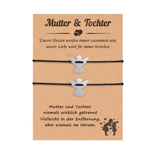 kaululu Mutter Tochter Armband Schulkind Armband Mädchen Freundschaftsarmband für 2 Mama Tochter Partnerlook Schulkind Geschenke für Tochter Mädchen Sohn Kinder Mama Freundschaft (Engel) von kaululu