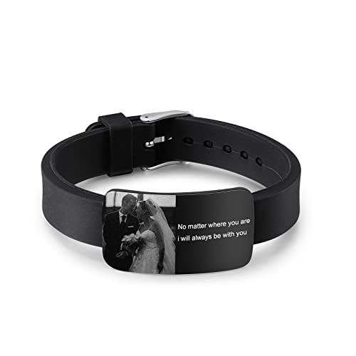 kaululu Personalisiert Armband für Herren Armbander mit Foto Namen Gravur Silicone Armband Geschenke für Vatertag/Valentinstag/Geburtstag/Weihnachten von kaululu