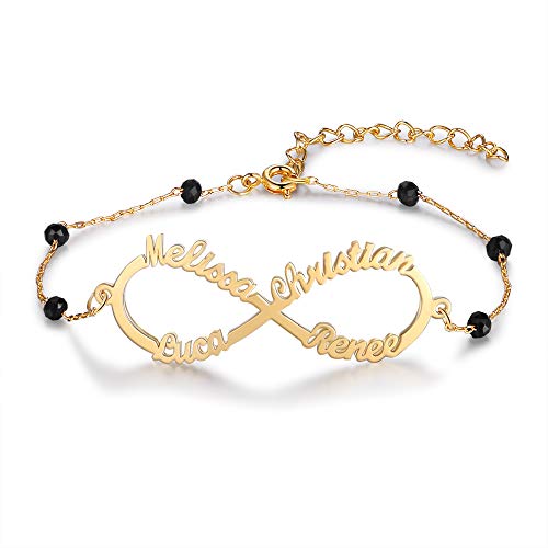 kaululu Personalisierte Damen Infinity Armbänder mit Gravur Namensarmbänder mit Kinder Namen für Mutter Tochter Schmuck Geburtstags Geschenke für Frauen Bff Schwester (#4) von kaululu