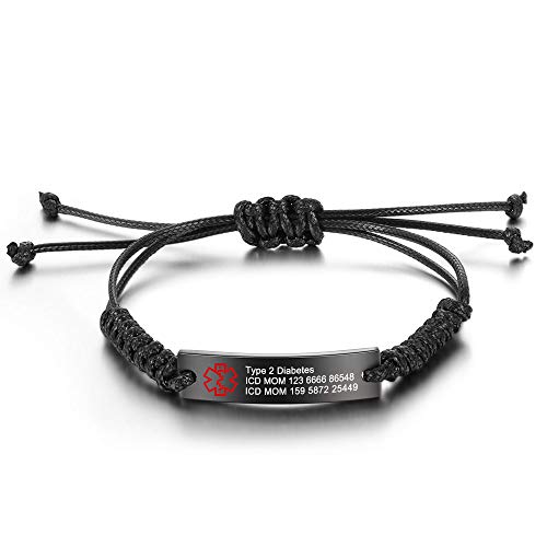 kaululu Personalisierte Herren Damen Medic Alert Armbänder Edelstahl Emergency Mens Medic Alert Armbänder Emergency Medical Mens ID Armband mit Gravurname (#2) von kaululu