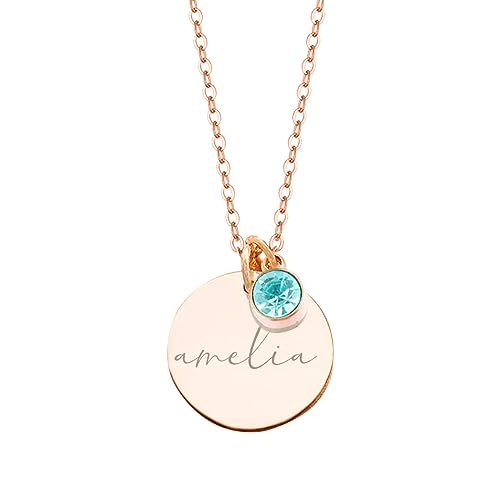 kaululu Personalisierte Kette Damen mit Namen Kette mit Geburtsstein Namenskette für Mütter Kette mit Gravur Freundschaftsketten Personalisierter Schmuck für Mädchen/Freunde von kaululu